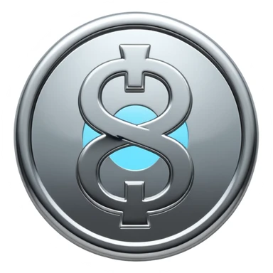 A double dollar sign emoji made of polished silver chrome, smooth metallic surface, glossy reflections, luxury swag vibe, minimal iOS emoji style, centered on white background sticker