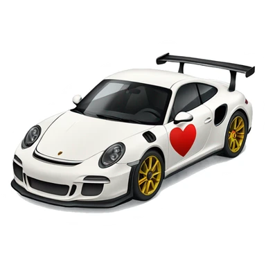 A porsche gt3 rs with a heart in sticker