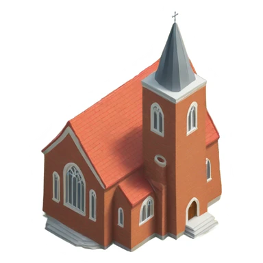 isometric red brick curved roof church sticker
