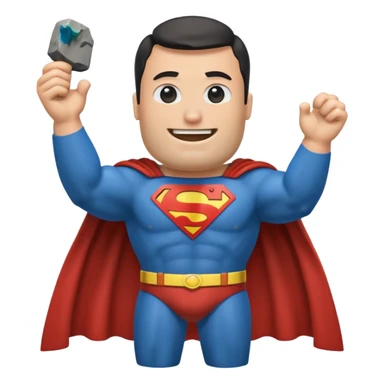 a moai emoji with a superman cape with the original face or the moai emoji with a super man saving people vibe like the superman there is some man waiting in the sky meme but the moai sticker