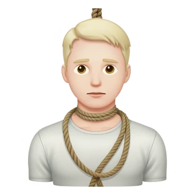 A man who’s hanging himself with a rope by his neck sticker
