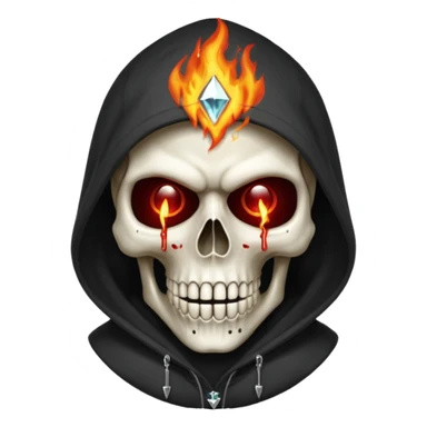 Bro I wanna skull with hoodie on the hoodie has to be on fire and I want matrix blood with the codes and weird numbers spilling out eyes and mouth almost give him a diamond grill in his mouth make it shinny where is the matrix symbols  but trix across his forehead in matrix symbols sticker