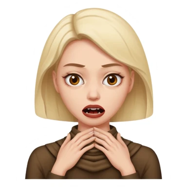 Woman with her hands around her neck making a scary face sticker