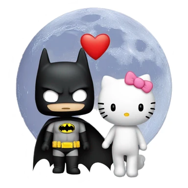 Hello kitty and Batman kissing under moon sticker