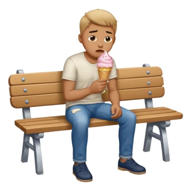 Man sitting on bench and crying because his ice cream fell on the floor sticker