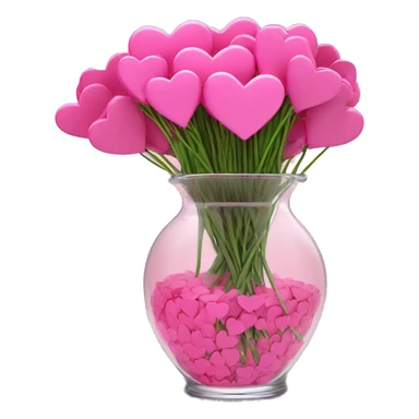 10000000 huge pink hearts on stems in a clear glass vase sticker