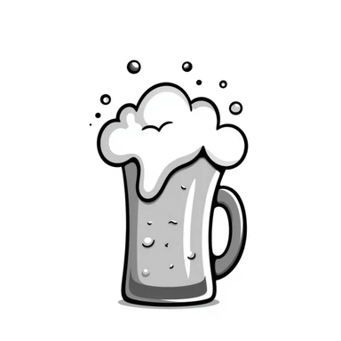 A hand drawn mug of beer with bubbles and foam at the top sticker