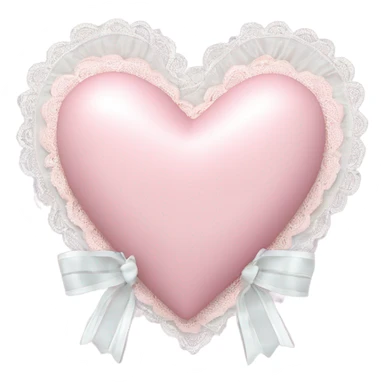 rococo Pastel pink heart with white bow with lace and frills  sticker