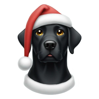 Black lab with a Santa hat sticker
