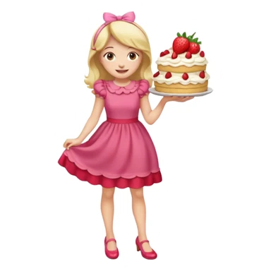 pretty and cute modern day strawberry shortcake full body with red shoes emoji sticker