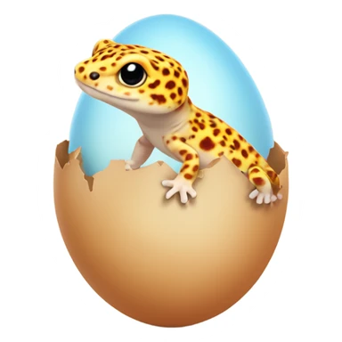 Orange leopard gecko emerges from egg sticker