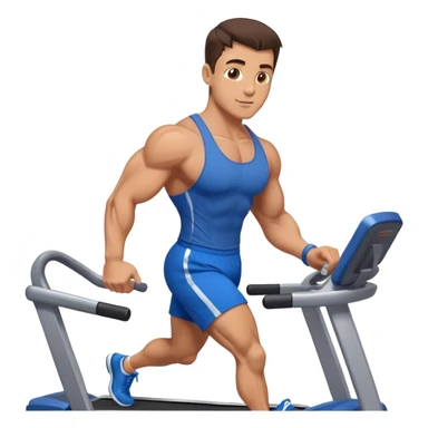 brunette male bodybuilder blue shorts treadmill sticker