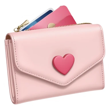 white wallet with heart charm, clean girl aesthetic, pastel tones sticker