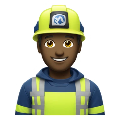a male rescuer with a fluorescent yellow and blue navy outfit and a fluorescent yellow helmet smiling sticker