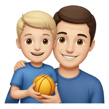 Uncle and nephew playing sticker