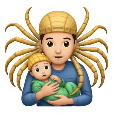 man with Baby Facehugger on his face sticker