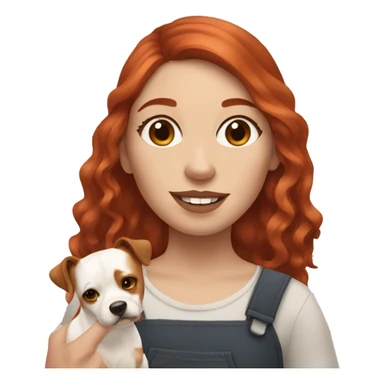 Red haired girl with septum piercing holding English Staffordshire dog sticker