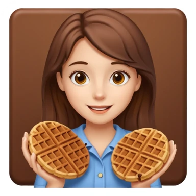 A happy girl with chocolate waffle in hand sticker
