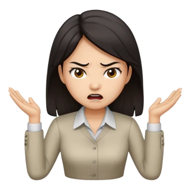 mad asian women office worker sticker