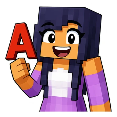 Edit the original Minecraft cartoon style character to hold a letter or a number in their hand. Keep the original pose and style exactly the same, only add the letter or number as if the character is holding it. Do not change anything else about the character or background. sticker