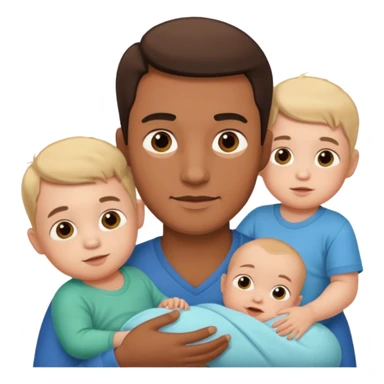 man with three babies sticker