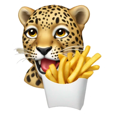 Leopard eating fries sticker