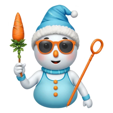 Snowman in a swimsuit and a magic wand in his hands sticker