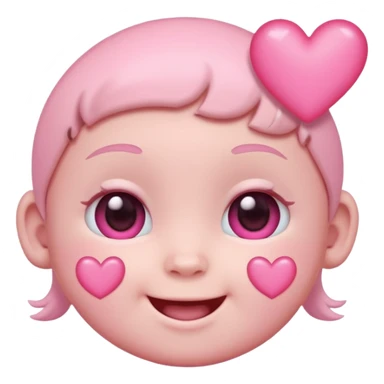 a baby pastel pink love face emoji with pink hearts in the eyes and a glowing baby pink gradient behind it  sticker