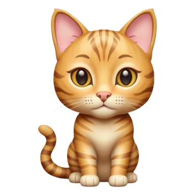 A 3D cartoon golden tabby Bengal cat with realistic striped pattern, warm lighting, natural depth, Memoji-style cinematic detail. sticker