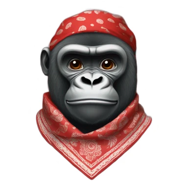 A gorilla wearing a Red bandanna with Paisley pattern around neck sticker
