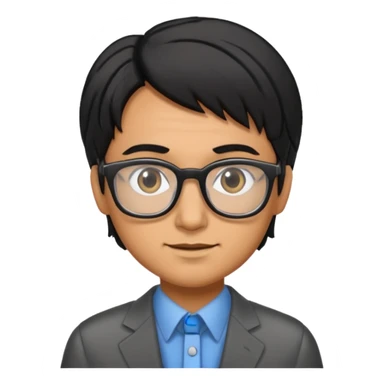 Un locutor de radio, pelo negro con canas, con gafas sticker