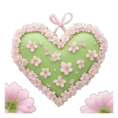 pistachio green Color heart decorated with pink flowers sticker