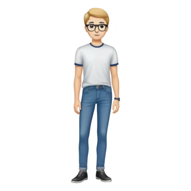 Ein junge der aus sieht wie ein nerd brille komischer seitenscheitel richtig fette skinni jeans sticker