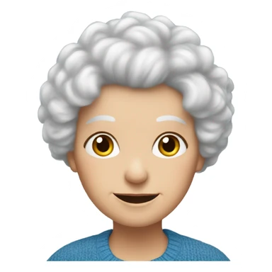 an elderly white woman with a fluffy hairstyle wearing a blue sweater sticker