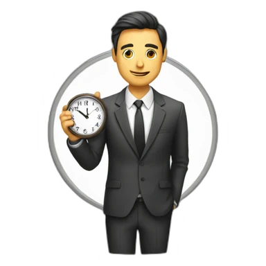 a man in a suit holding a clock in his right hand sticker