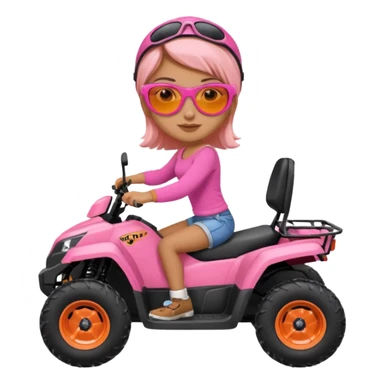 Atv ride girl in orange atv, pink top ,with sunglasses sticker