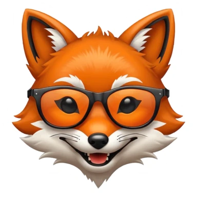 pixel grinning fox caricature hacker logo sticker