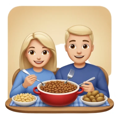 ligth couple having dinner of beans and potatoes sticker