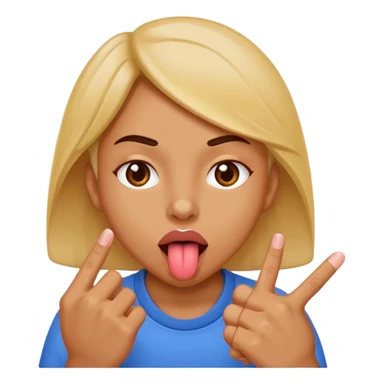 Tongue out to the side, pinching fingers sticker