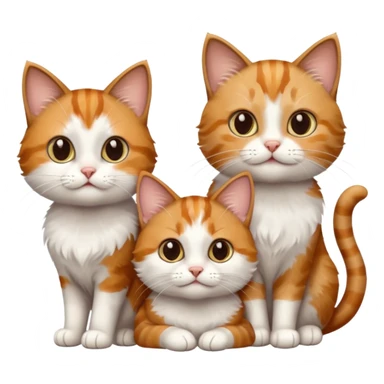 3 small cats different colours including brown tabby and white, light patchy calico, and ginger and white sticker