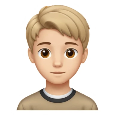 14-year-old boy with light skin, brown curtain hairstyle parted in the middle, warm friendly expression sticker