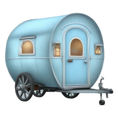Realistic light blue vintage round gypsy caravan wagon camper sticker