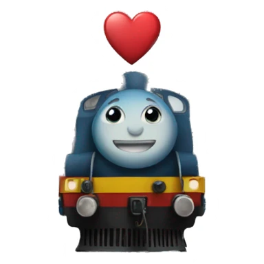 The train above him is a heart sticker