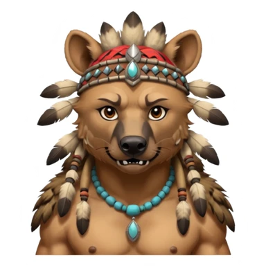 A native strong buff hyena with war bonnet  sticker