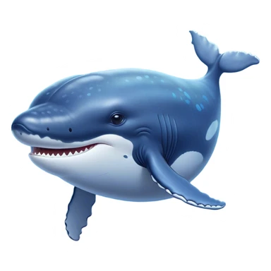 Cinematic Noble Humpback Whale Portrait Emoji, Poised and grand, with an enormous, barnacle-speckled blue-gray body, soulful, wise eyes, and a deeply serene presence, Simplified yet sharp and sophisticated features, highly detailed, glowing with a soft oceanic radiance, high shine, intelligent and powerful, stylized with an air of deep-sea mystery, focused and regal, soft glowing outline, capturing the essence of a legendary giant of the ocean that appears ready to glide majestically through the waves with effortless grace! sticker