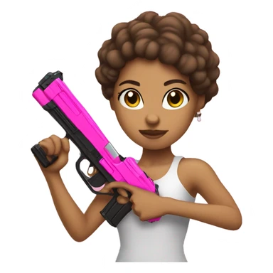 lightskin girl holding a pink gun sticker