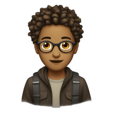 a boy that wear a glasses with her dread hair and marron eyes sticker