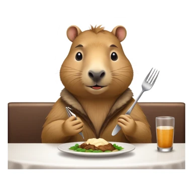 capibara  at a restaurant table sticker