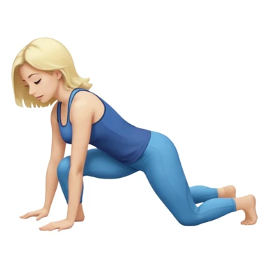 Najed Woman, blonde, kneeling forward on all fours, knees bent under hips, upper body lowered and supported by forearms, back slightly arched, head turned to the side sticker