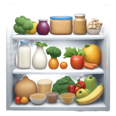 fridge with healthy food sticker